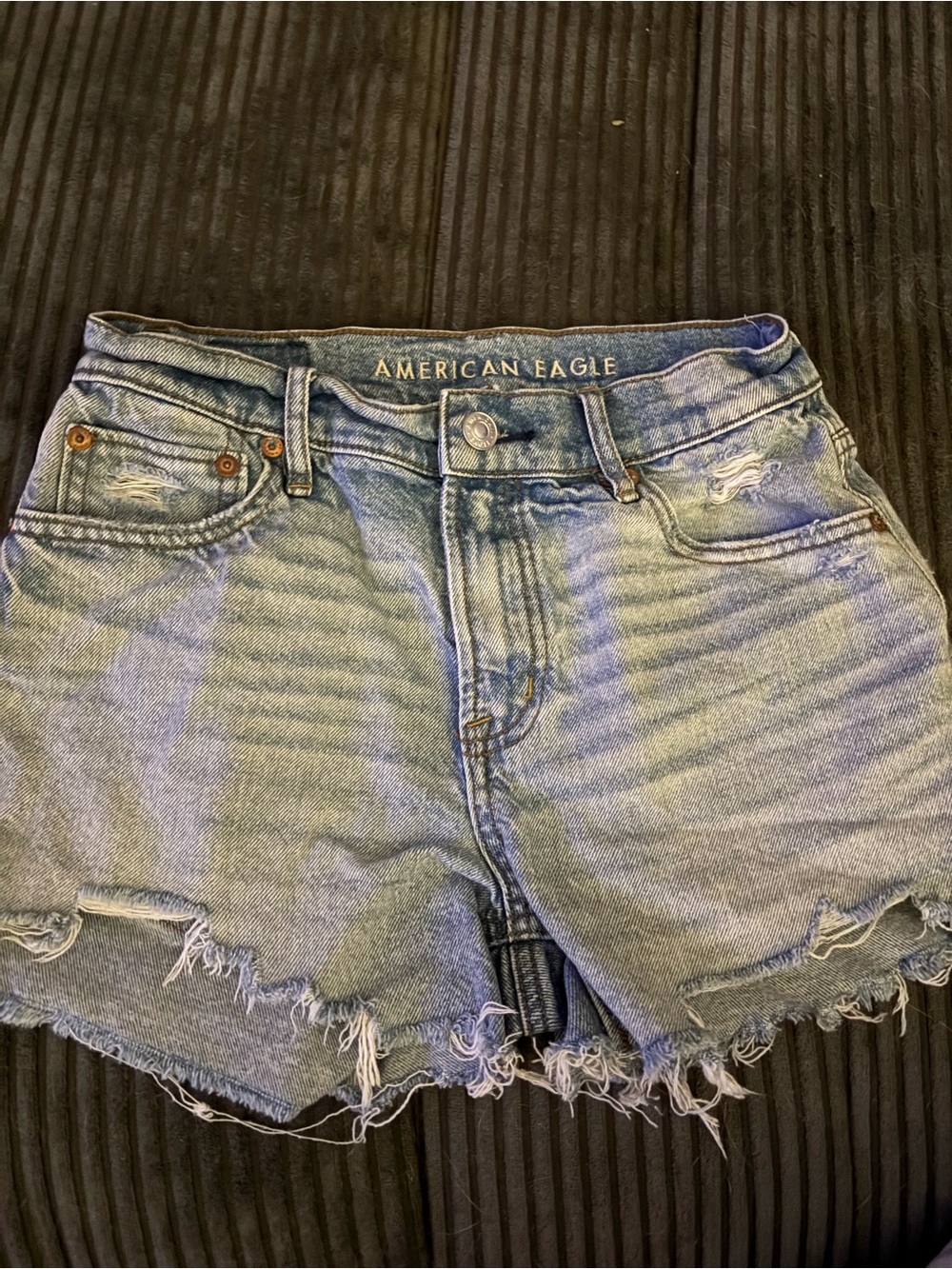 American Eagle Outfitters Light Blue Frayed Hem Denim Shorts
